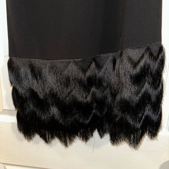 BCBGMAXAZRIA Black Fringe Mini Cocktail Dress NWT Size 10 - Picture 6 of 10
